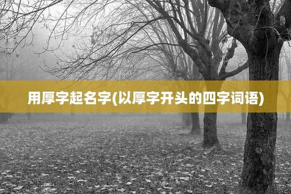 用厚字起名字(以厚字开头的四字词语)