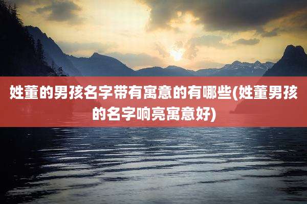 姓董的男孩名字带有寓意的有哪些(姓董男孩的名字响亮寓意好)