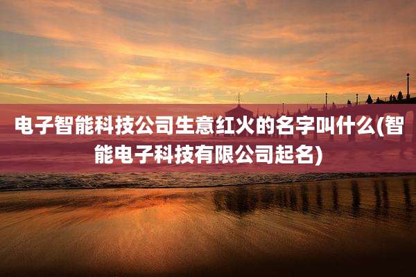 电子智能科技公司生意红火的名字叫什么(智能电子科技有限公司起名)