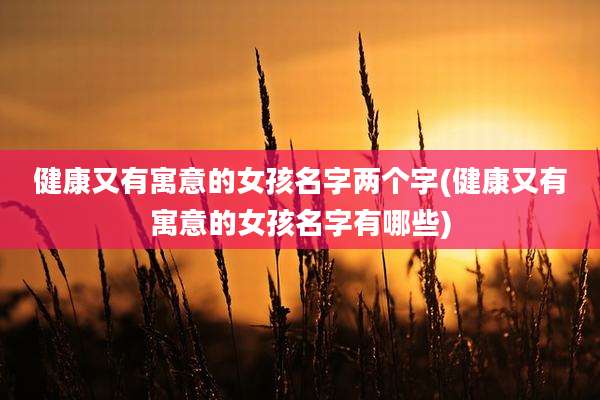 健康又有寓意的女孩名字两个字(健康又有寓意的女孩名字有哪些)