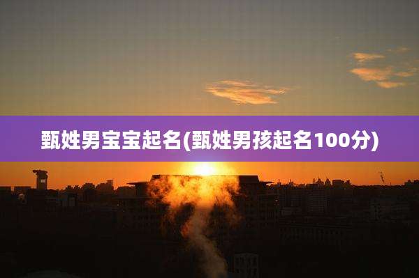 甄姓男宝宝起名(甄姓男孩起名100分)