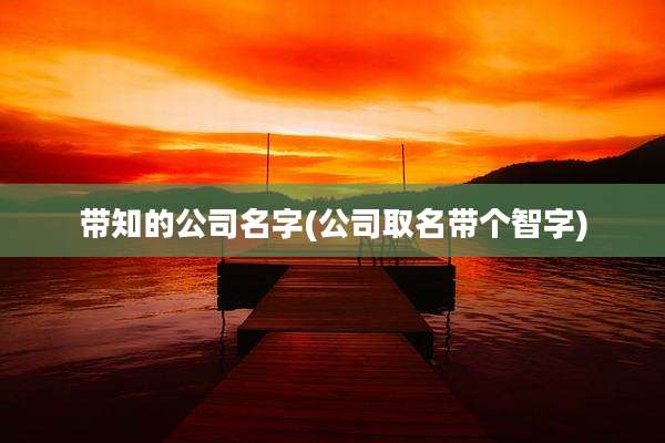带知的公司名字(公司取名带个智字)