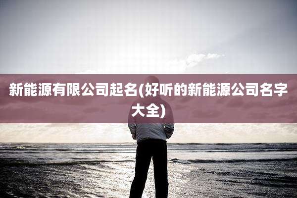 新能源有限公司起名(好听的新能源公司名字大全)