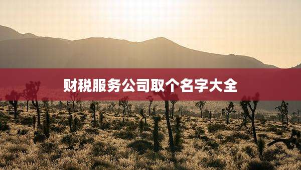 财税服务公司取个名字大全