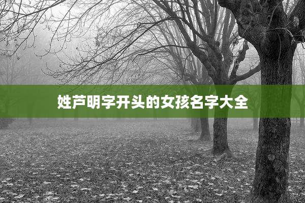 姓芦明字开头的女孩名字大全