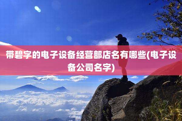 带碧字的电子设备经营部店名有哪些(电子设备公司名字)