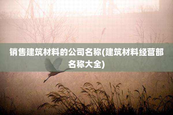 销售建筑材料的公司名称(建筑材料经营部名称大全)