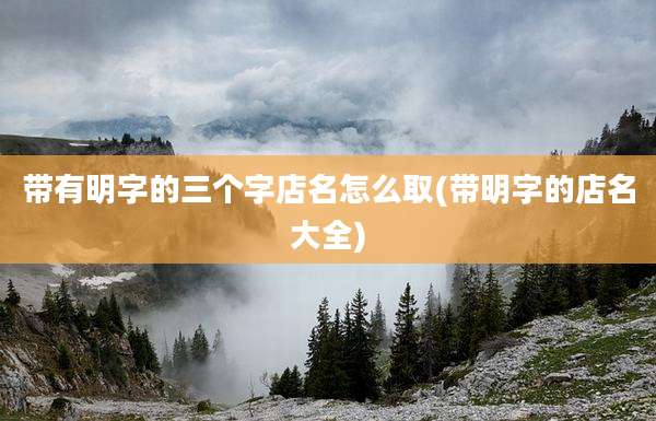 带有明字的三个字店名怎么取(带明字的店名大全)