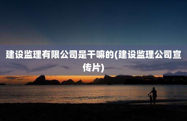建设监理有限公司是干嘛的(建设监理公司宣传片)