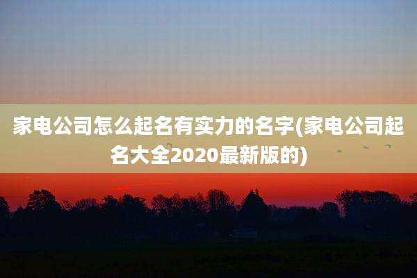 家电公司怎么起名有实力的名字(家电公司起名大全2020最新版的)