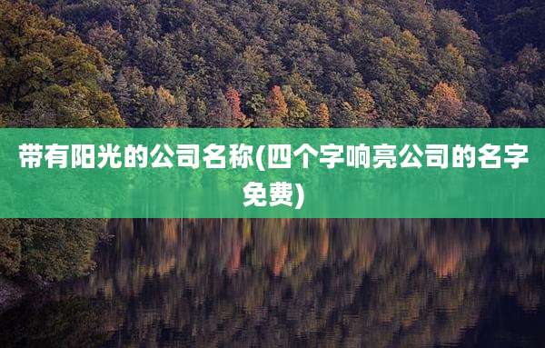 带有阳光的公司名称(四个字响亮公司的名字免费)