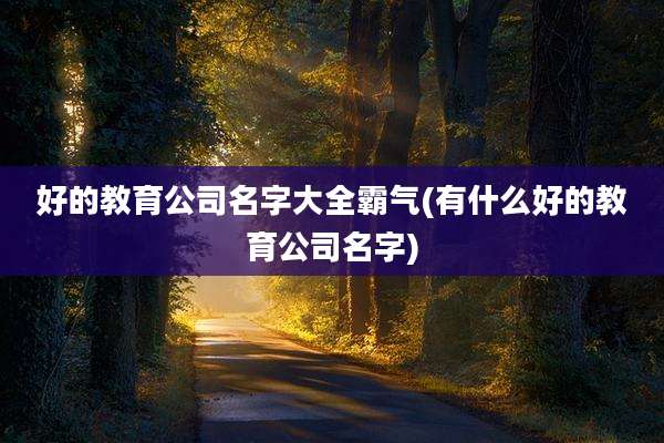 好的教育公司名字大全霸气(有什么好的教育公司名字)