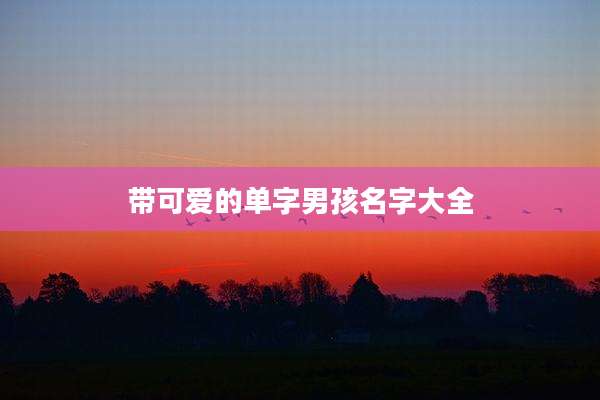 带可爱的单字男孩名字大全