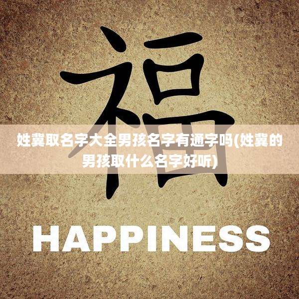 姓冀取名字大全男孩名字有通字吗(姓冀的男孩取什么名字好听)