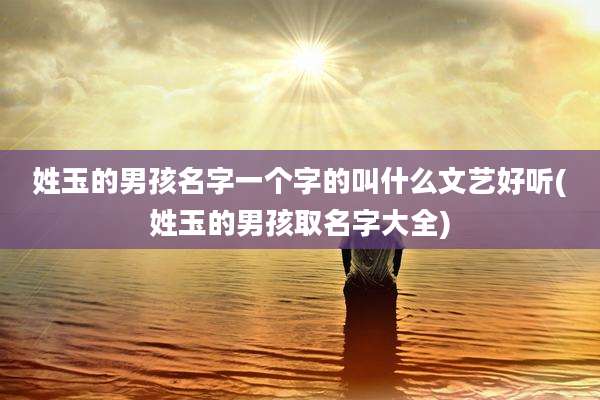 姓玉的男孩名字一个字的叫什么文艺好听(姓玉的男孩取名字大全)