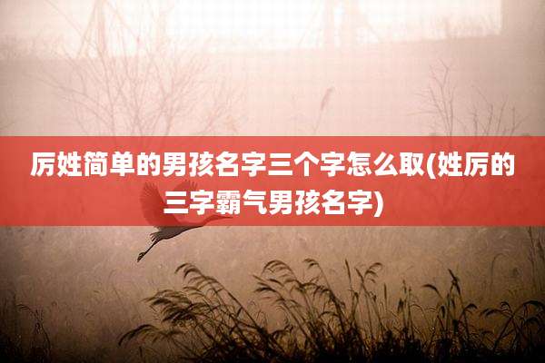 厉姓简单的男孩名字三个字怎么取(姓厉的三字霸气男孩名字)