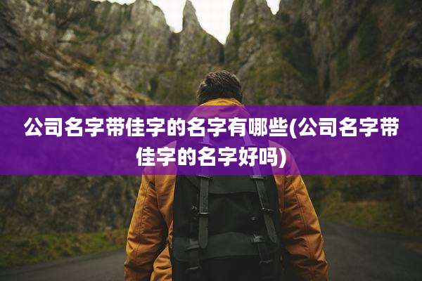 公司名字带佳字的名字有哪些(公司名字带佳字的名字好吗)