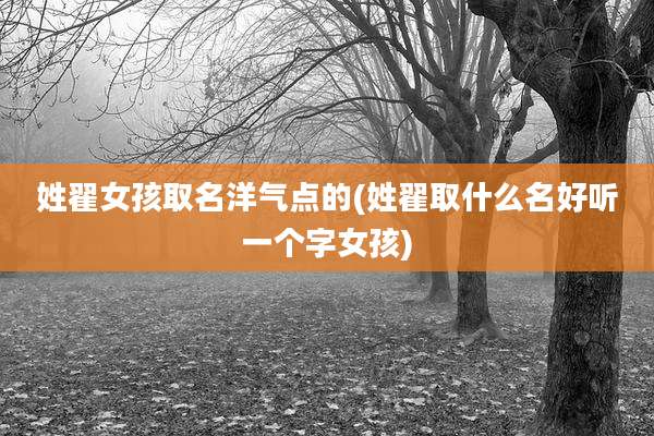 姓翟女孩取名洋气点的(姓翟取什么名好听一个字女孩)