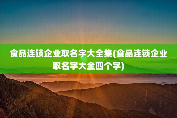 食品连锁企业取名字大全集(食品连锁企业取名字大全四个字)