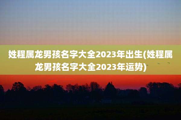 姓程属龙男孩名字大全2023年出生(姓程属龙男孩名字大全2023年运势)