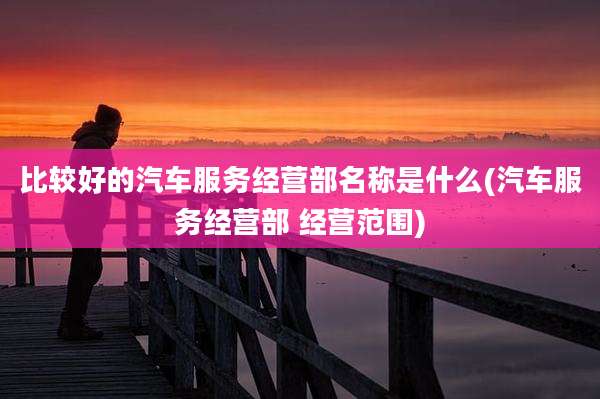 比较好的汽车服务经营部名称是什么(汽车服务经营部 经营范围)