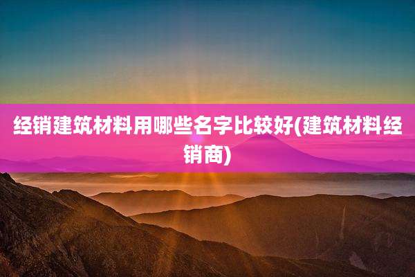 经销建筑材料用哪些名字比较好(建筑材料经销商)
