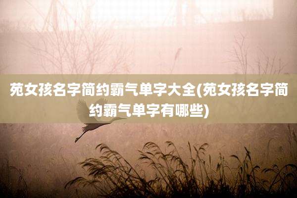 苑女孩名字简约霸气单字大全(苑女孩名字简约霸气单字有哪些)