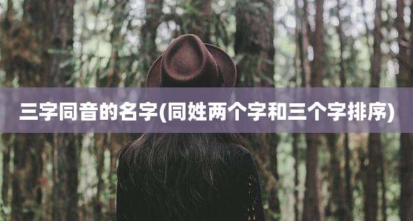 三字同音的名字(同姓两个字和三个字排序)