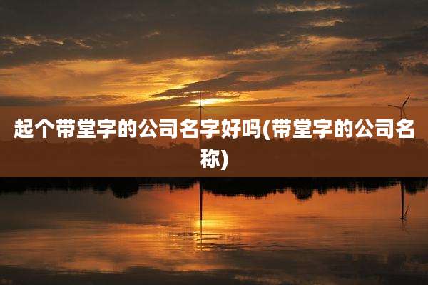 起个带堂字的公司名字好吗(带堂字的公司名称)