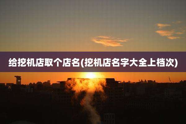 给挖机店取个店名(挖机店名字大全上档次)
