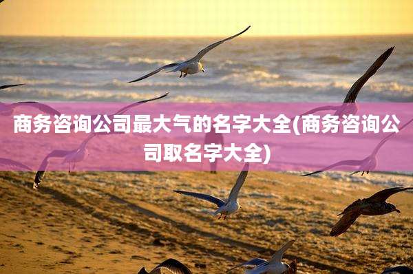 商务咨询公司最大气的名字大全(商务咨询公司取名字大全)