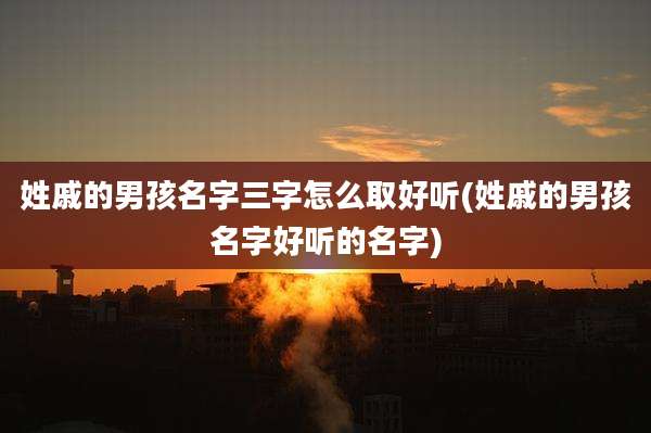姓戚的男孩名字三字怎么取好听(姓戚的男孩名字好听的名字)