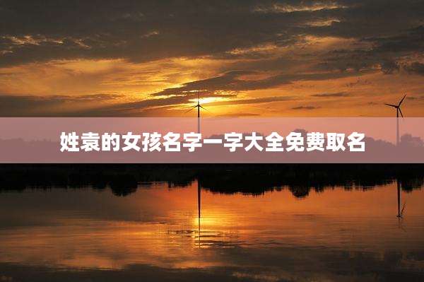 姓袁的女孩名字一字大全免费取名