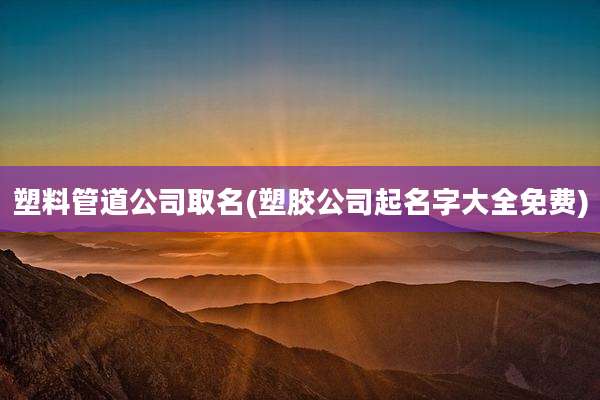 塑料管道公司取名(塑胶公司起名字大全免费)