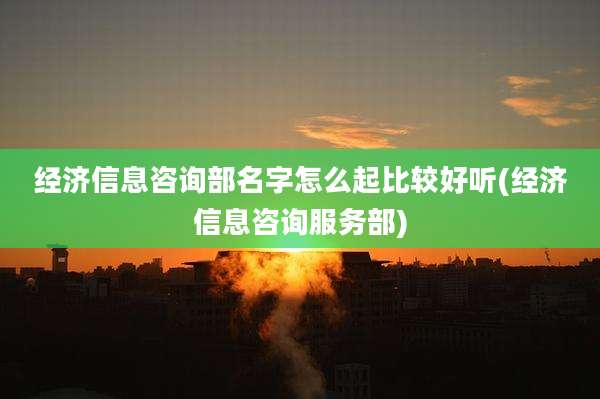 经济信息咨询部名字怎么起比较好听(经济信息咨询服务部)