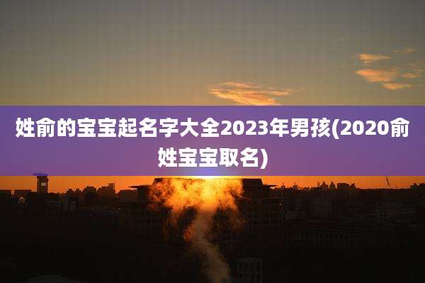 姓俞的宝宝起名字大全2023年男孩(2020俞姓宝宝取名)