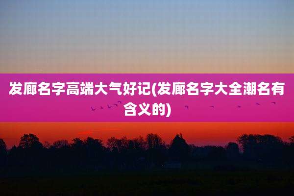 发廊名字高端大气好记(发廊名字大全潮名有含义的)