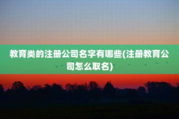 教育类的注册公司名字有哪些(注册教育公司怎么取名)