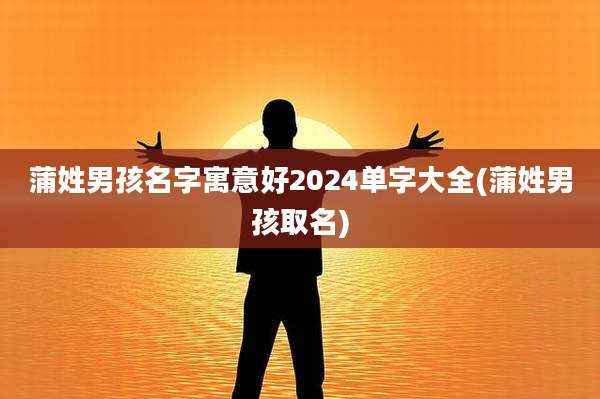 蒲姓男孩名字寓意好2024单字大全(蒲姓男孩取名)