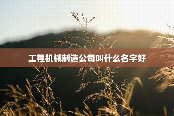 工程机械制造公司叫什么名字好
