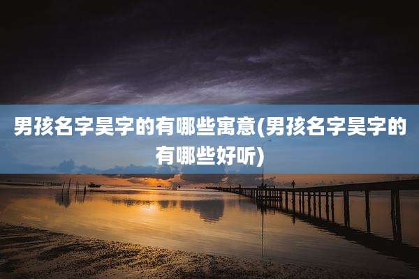 男孩名字昊字的有哪些寓意(男孩名字昊字的有哪些好听)