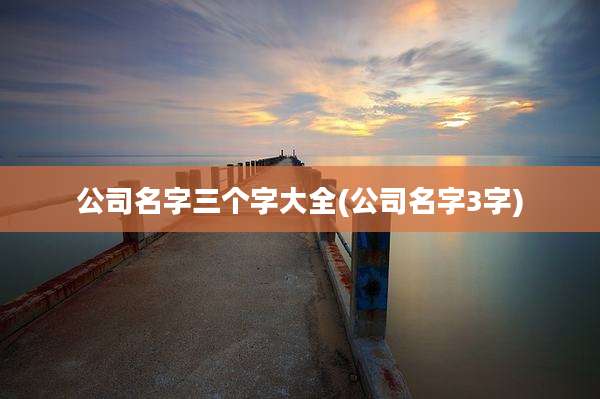 公司名字三个字大全(公司名字3字)