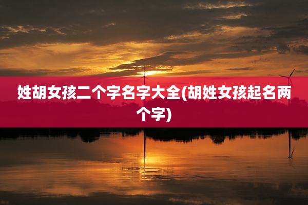 姓胡女孩二个字名字大全(胡姓女孩起名两个字)