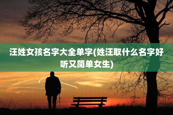 汪姓女孩名字大全单字(姓汪取什么名字好听又简单女生)