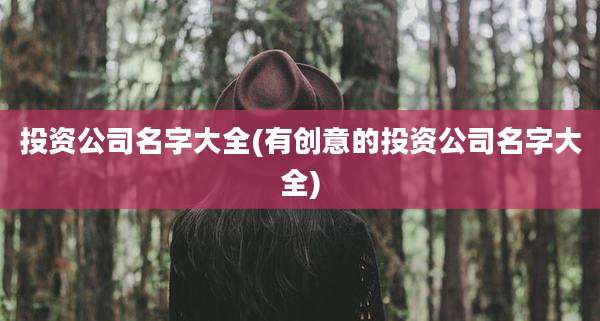 投资公司名字大全(有创意的投资公司名字大全)