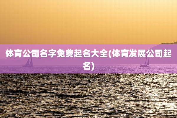 体育公司名字免费起名大全(体育发展公司起名)