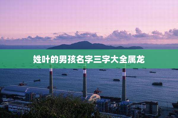 姓叶的男孩名字三字大全属龙
