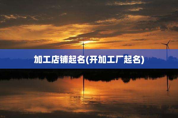 加工店铺起名(开加工厂起名)