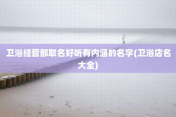 卫浴经营部取名好听有内涵的名字(卫浴店名大全)