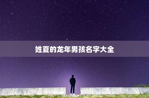 姓夏的龙年男孩名字大全